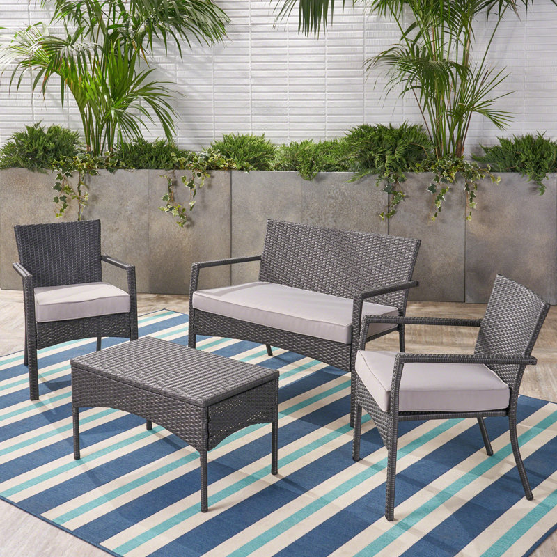 Yasmin 4 Piece Rattan Sofa Seating Group with Cushions