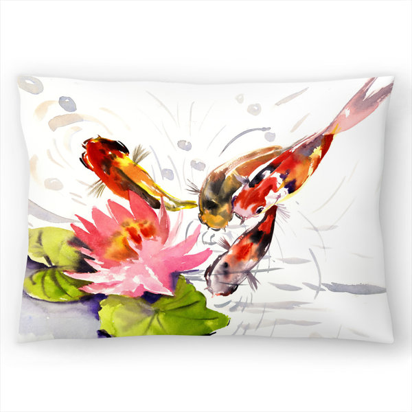 East Urban Home Suren Nersisyan Koi Fish Pond 3 Lumbar Pillow Wayfair