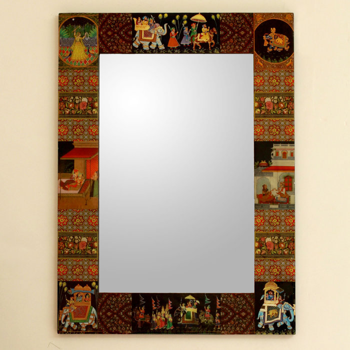 Mughal Hunting Expedition Decoupage Modern \u0026 Contemporary Wall Mirror