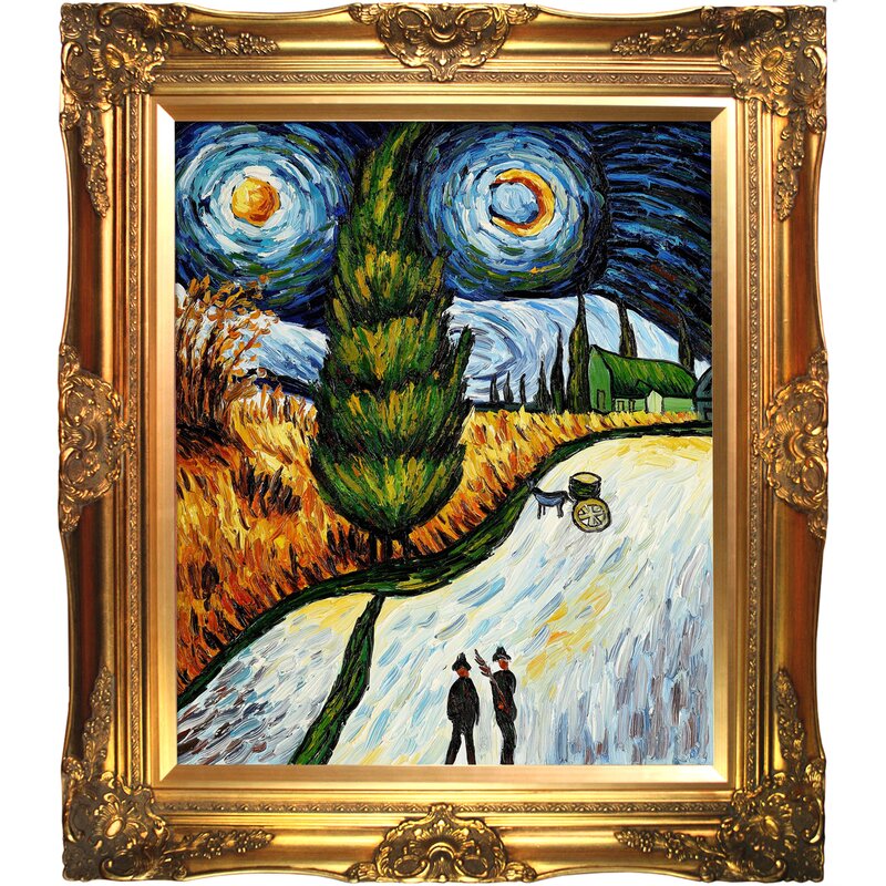 Vault W Artwork Road With Cypress And Star By Vincent Van Gogh Framed Painting Wayfair