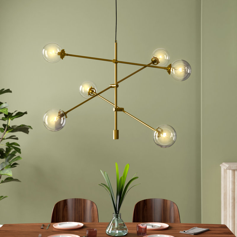 Cyrus 6-Globe Light Architectural Metal Chandelier Finish: Gold