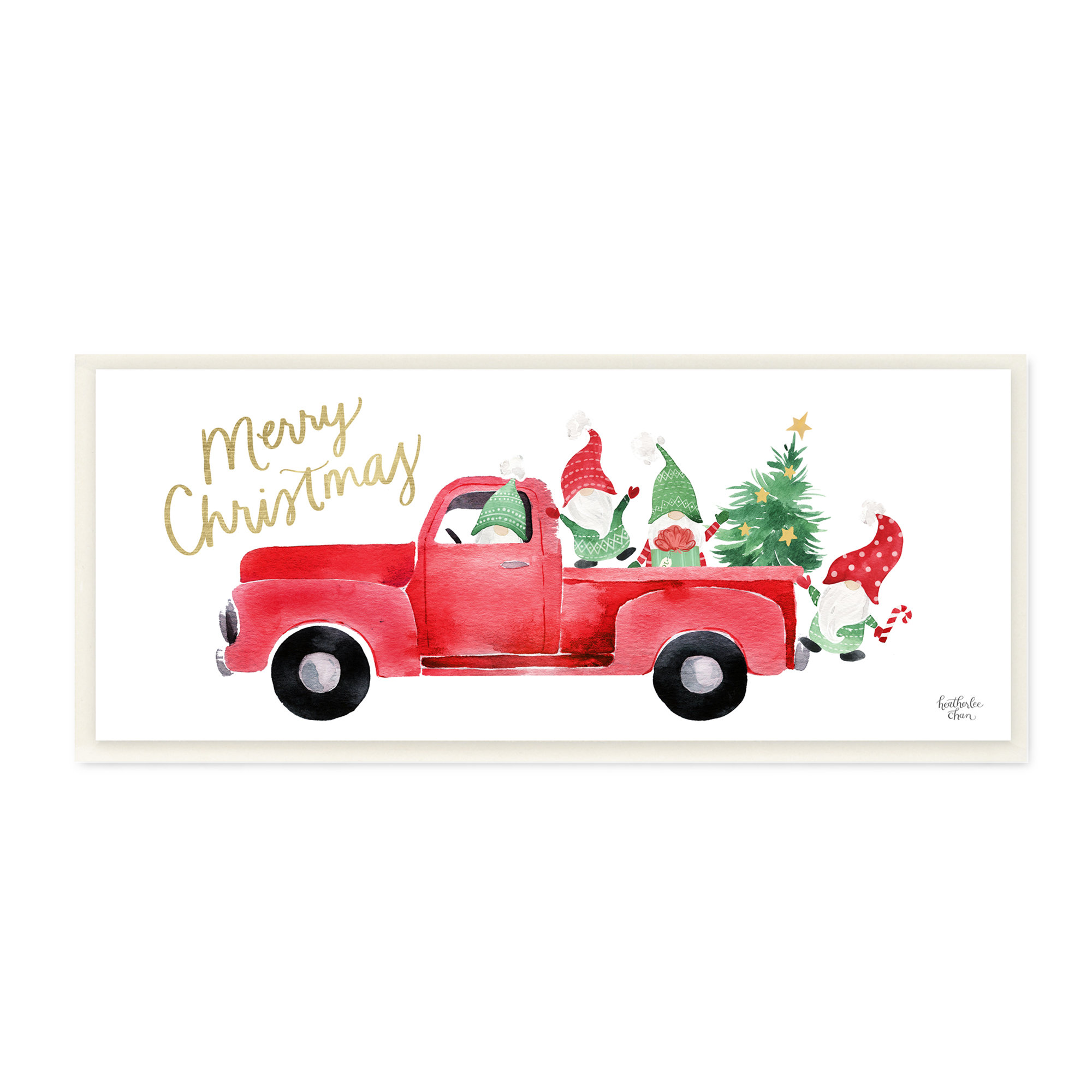 Stupell Industries Christmas Gnomes Driving Red Truck Decorated Tree by ...