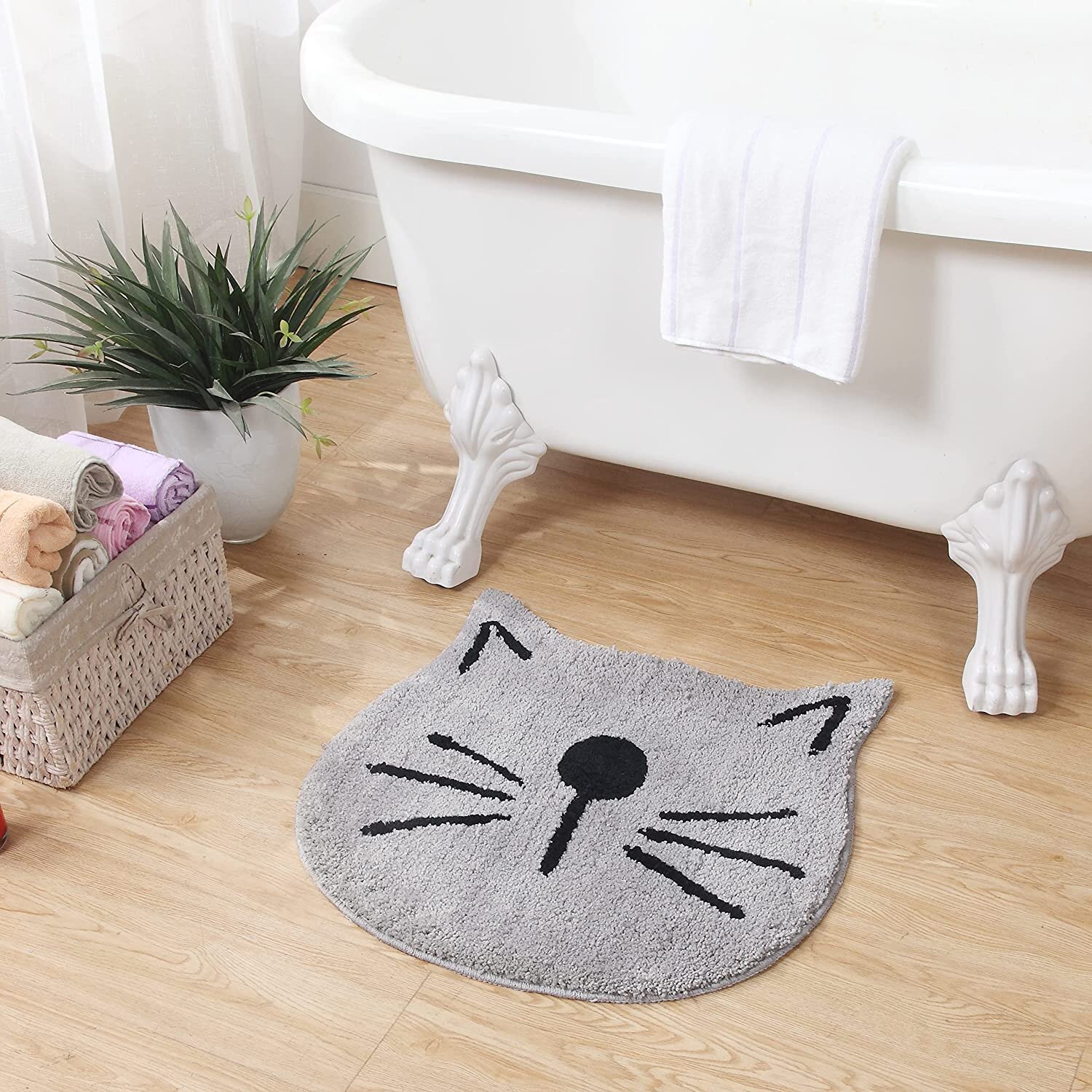 100% Cotton Anti Slip Mat Circle Dog Cartoon Bath Door Mat Bathroom Rug Doormat 