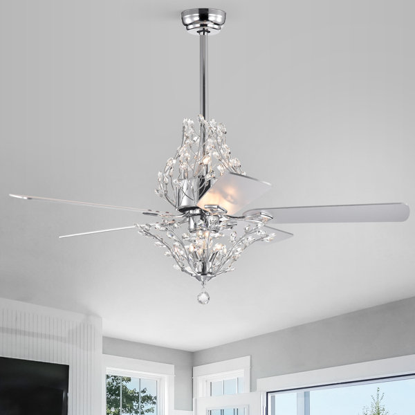 Rosdorf Park 52" Romola 5 - Blade Crystal Ceiling Fan with ...