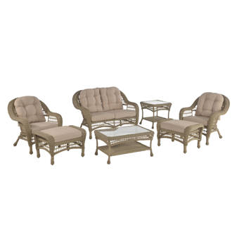 Highland Dunes Depew Outdoor Garden Furniture 4 Piece Rattan Sofa Seating Group With Cushions Wayfair