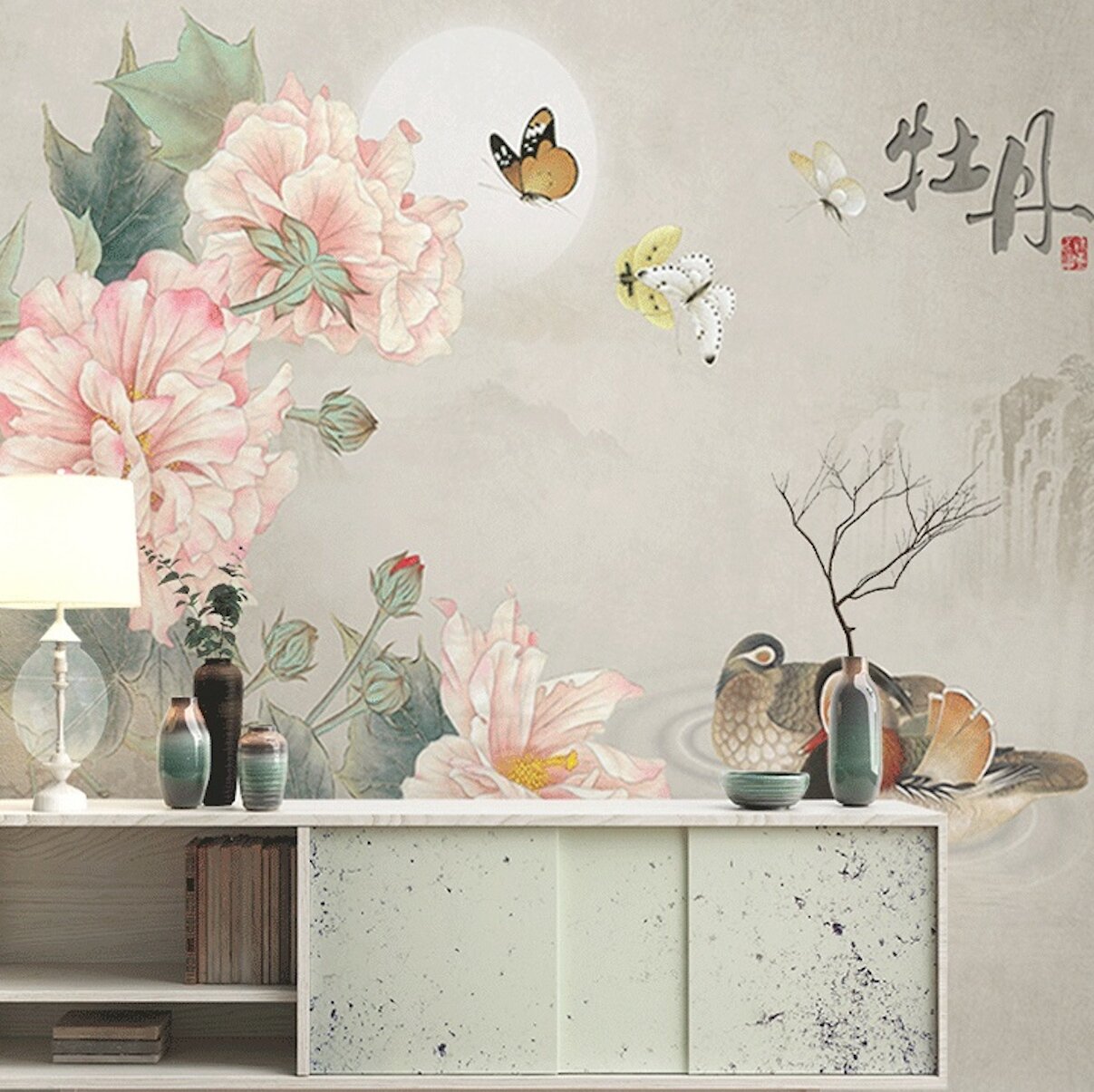 Grey Peony Peel and Stick Wallpaper 112  Jessica Cloe Miniatures