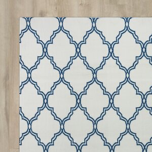 Noblesville White/Aqua Indoor/Outdoor Area Rug