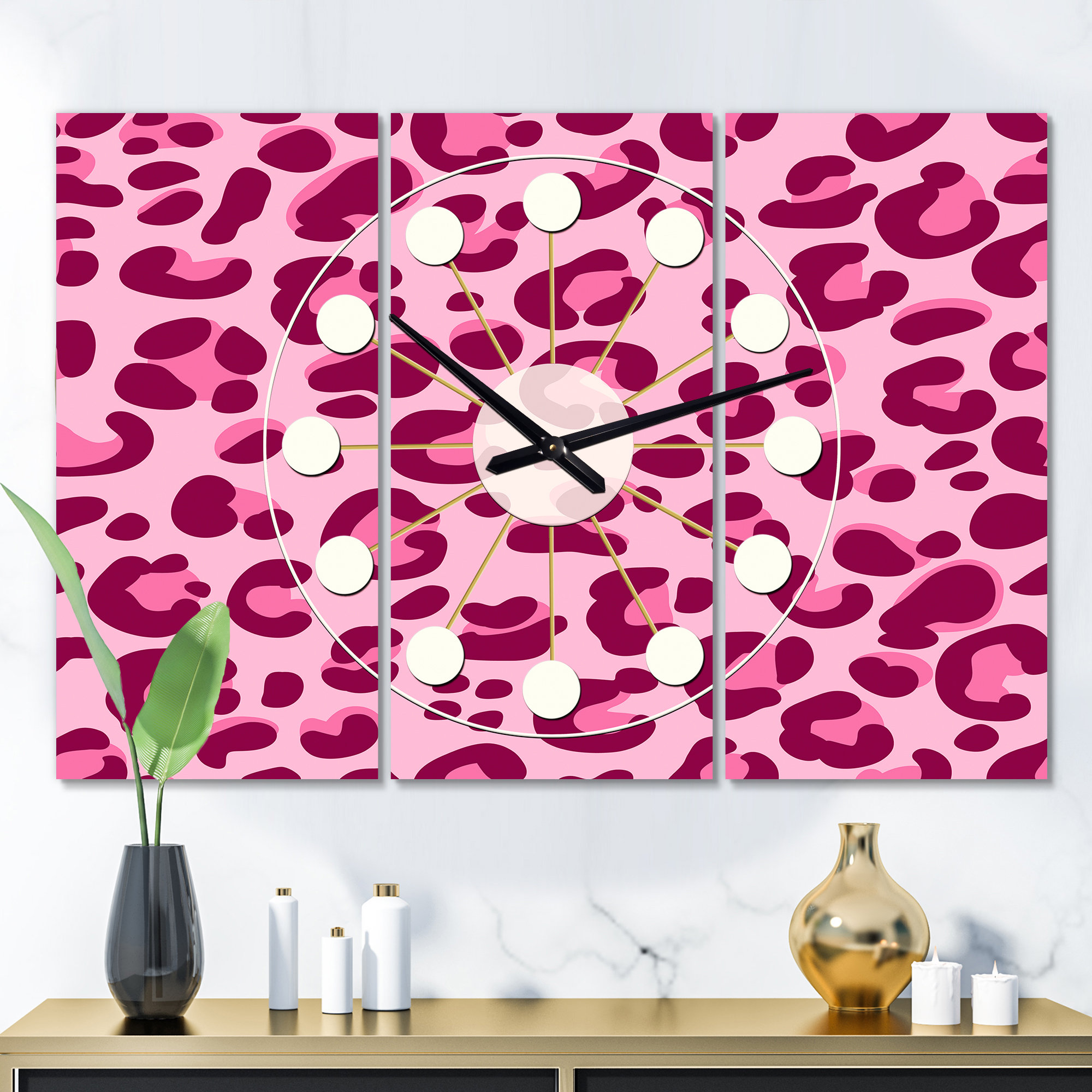 East Urban Home Oversized Leopard MidCentury Wall Clock Wayfair