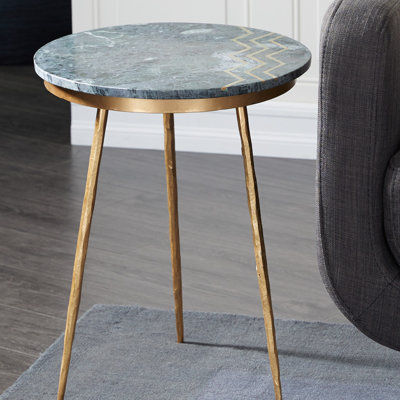 Erhart Ceramic Side End Accent Table with Black Marble Top