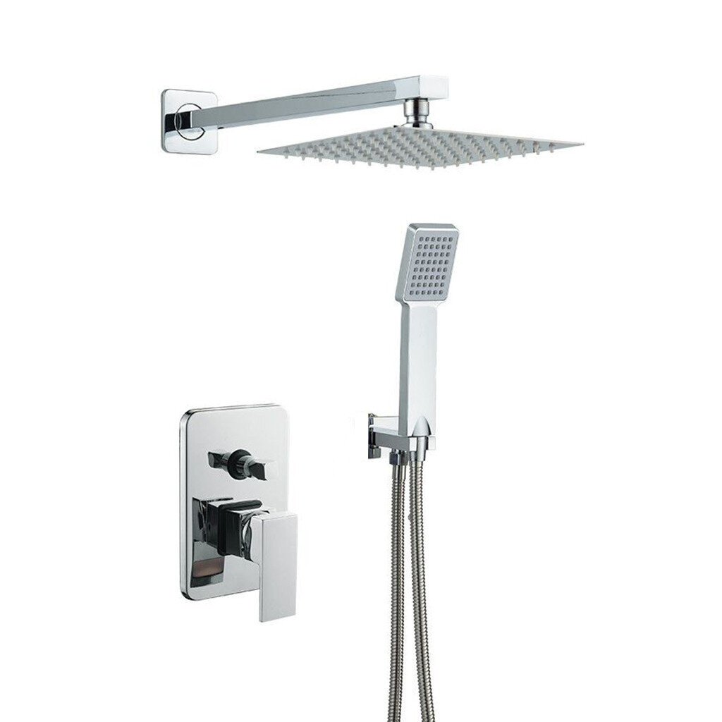 Bathroom Luxury Rain Mixer Combo Set Wall Mount LED Rainfall Shower Head System