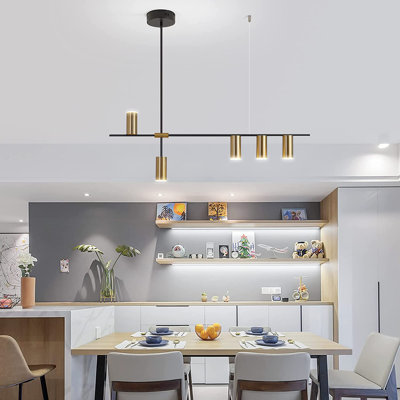 Pendant Light Fixtures, Dimmable Modern Led Chandelier Lighting With Spotlights, Adjustable Linear Hanging Pendant Light For Kitchen Island Dining Room Living Room