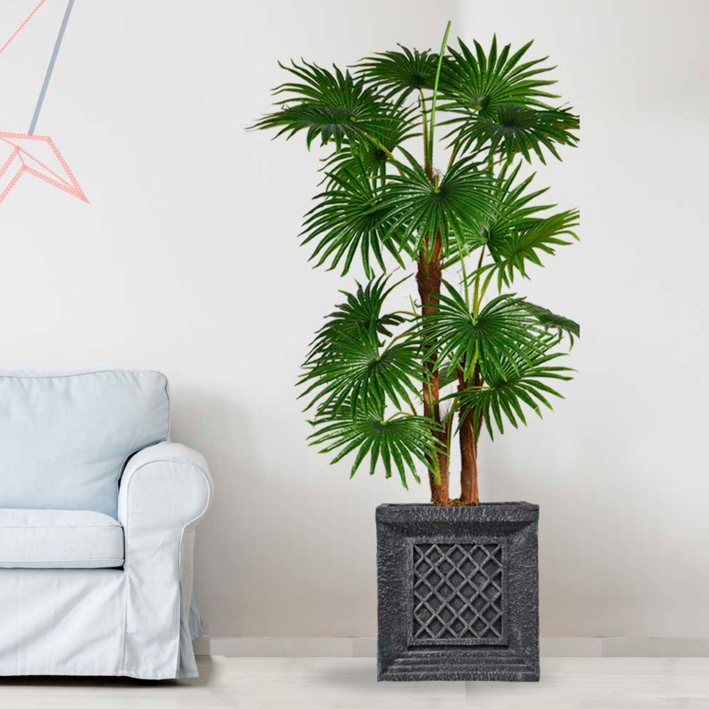 Primrue Faux Palm Tree in Stone Planter Wayfair