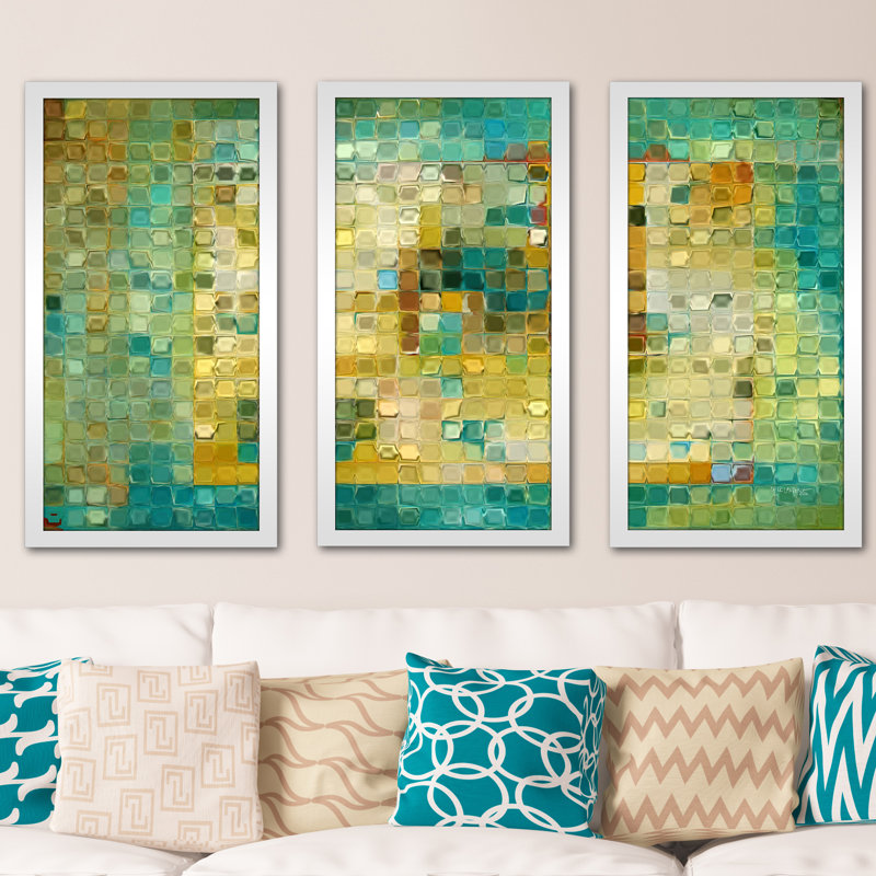 Latitude Run Modern Mosaic Tile Art On Canvas Painting Framed