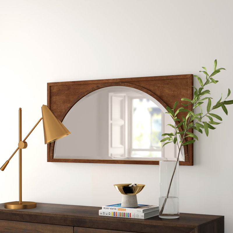 Foundstone Aura Modern Wood Wall Panel Arch Beveled Accent Mirror