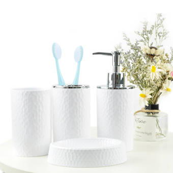 Rosdorf Park Patrice Square Swarovski 4 Piece Bathroom Accessory Set Wayfair