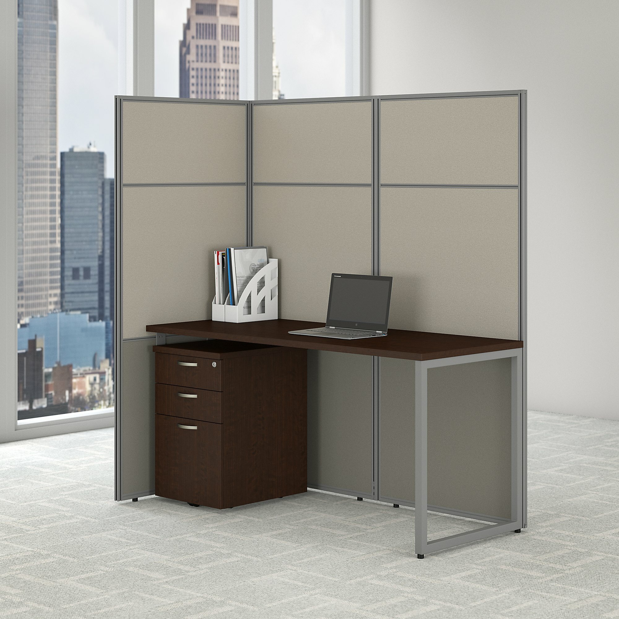 Bush Business Furniture Easy Office Desk With File Cabinet And