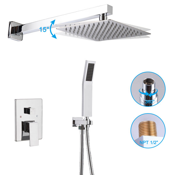Watqen Temperature Control Complete Shower System With Rough In Valve Reviews Wayfair Ca