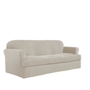 Stretch Grid Box Cushion Sofa Slipcover By Serta
