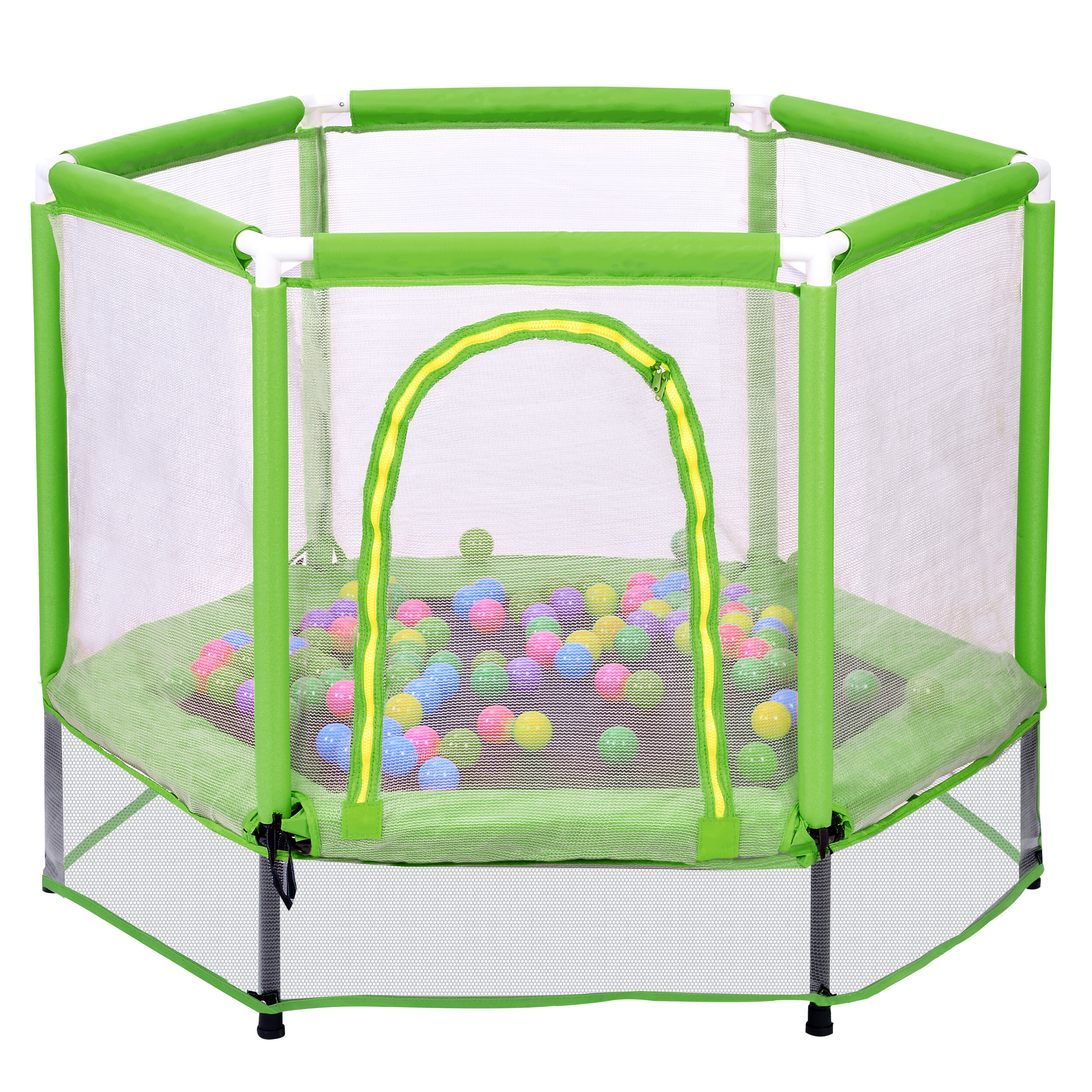 Hombck 55 Toddlers Trampoline With Safety Enclosure Net And Balls Indoor Outdoor Mini Trampoline For Kids Orange Wayfair