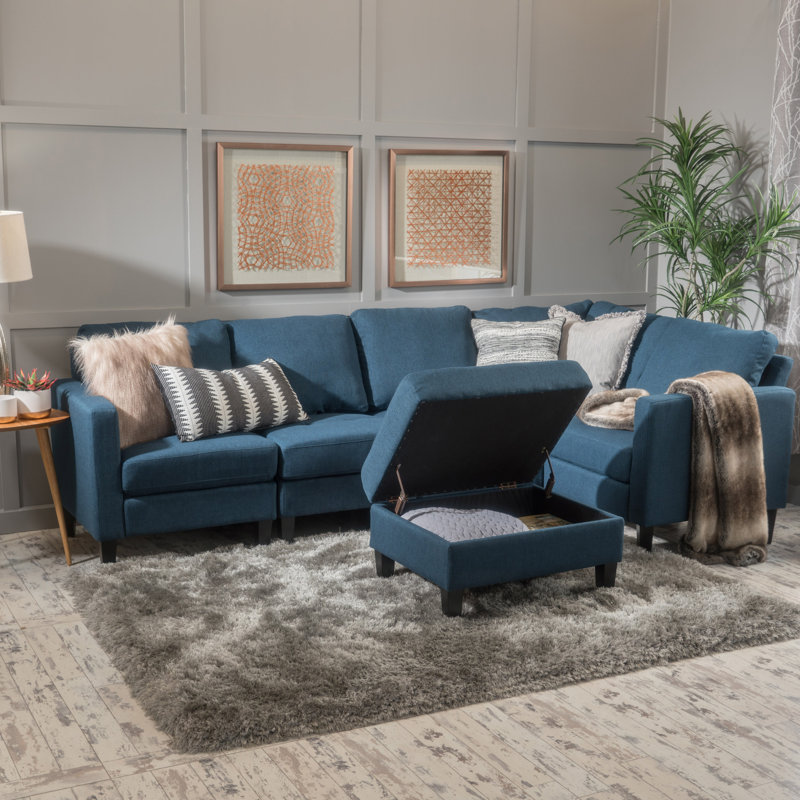 Breakwater Bay Bayard Right Hand Facing Modular Sectional With Ottoman Reviews Wayfair