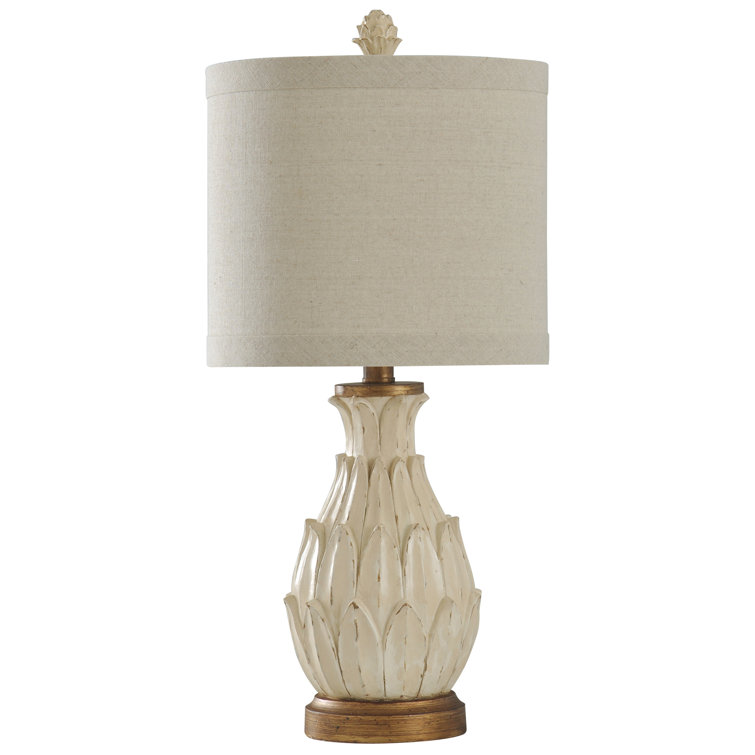one allium way ericka mini ardichoke 24 distressed off white light beige bedside table lamp reviews wayfair