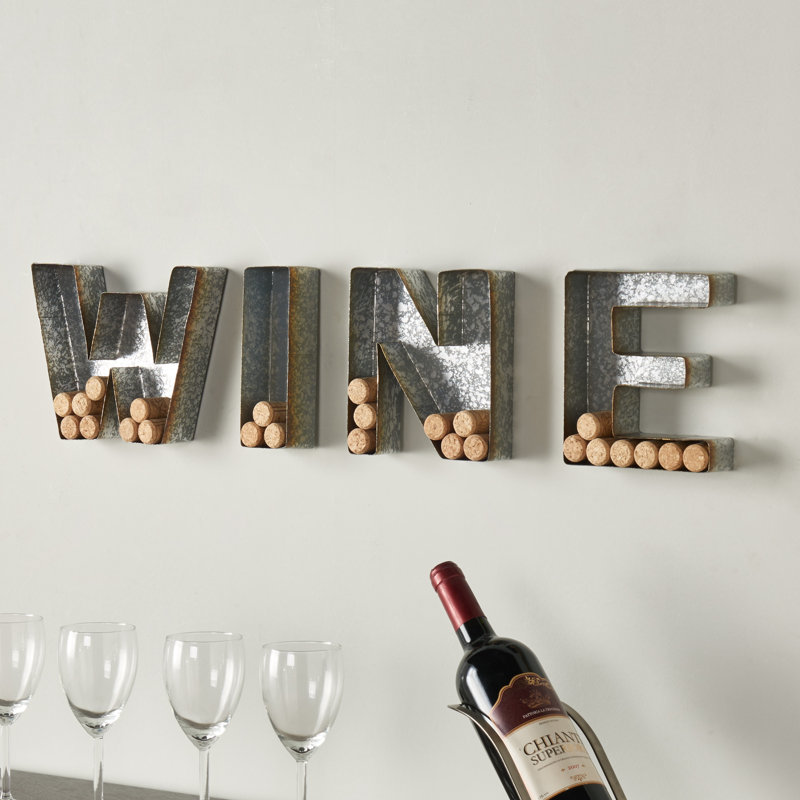 Ivy Bronx 4 Piece Wine Letter Set Cork Holder Wall Decor Set
