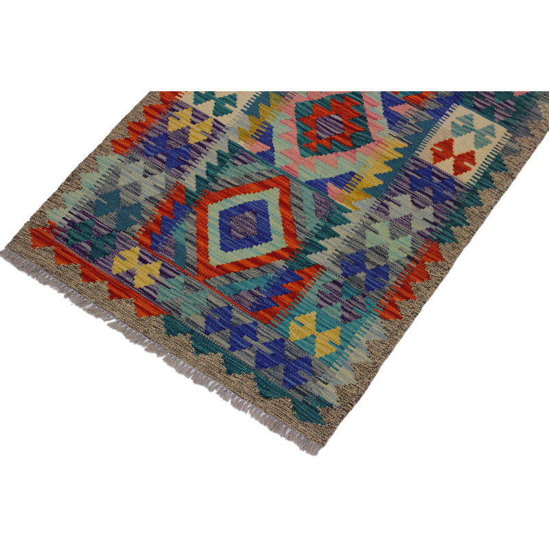 Bloomsbury Market One Of A Kind Kensley Handmade Kilim Runner 2 9 X 6 5 Wool Gray Teal Area Rug Wayfair