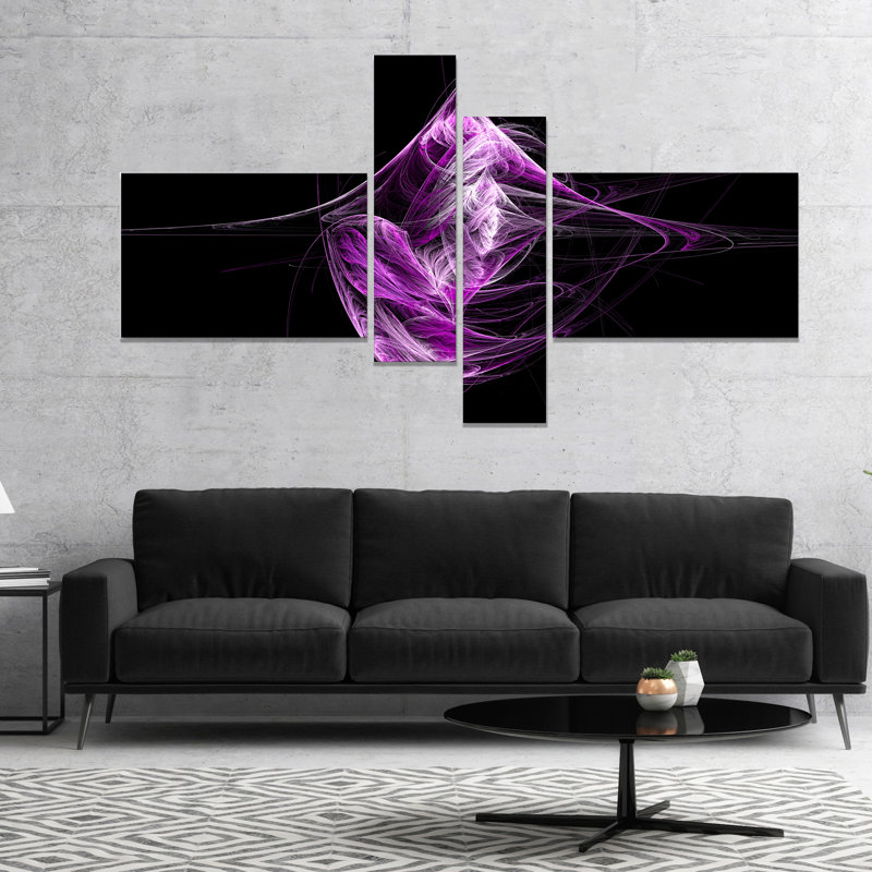 East Urban Home Purple On Black Fractal Illustration Graphic Art