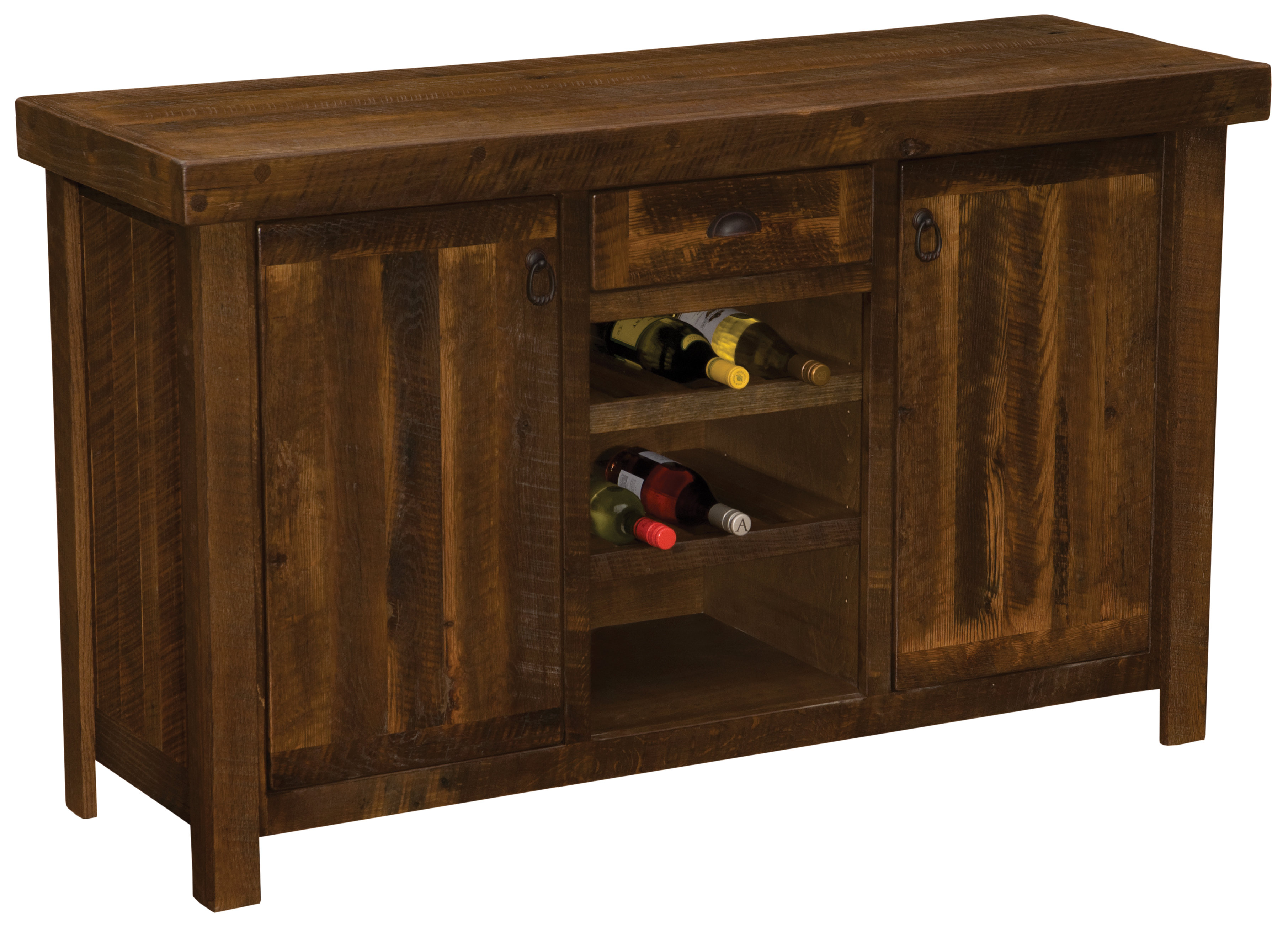 Fireside Lodge Barnwood Sideboard With Wine Rack Shelves Wayfair