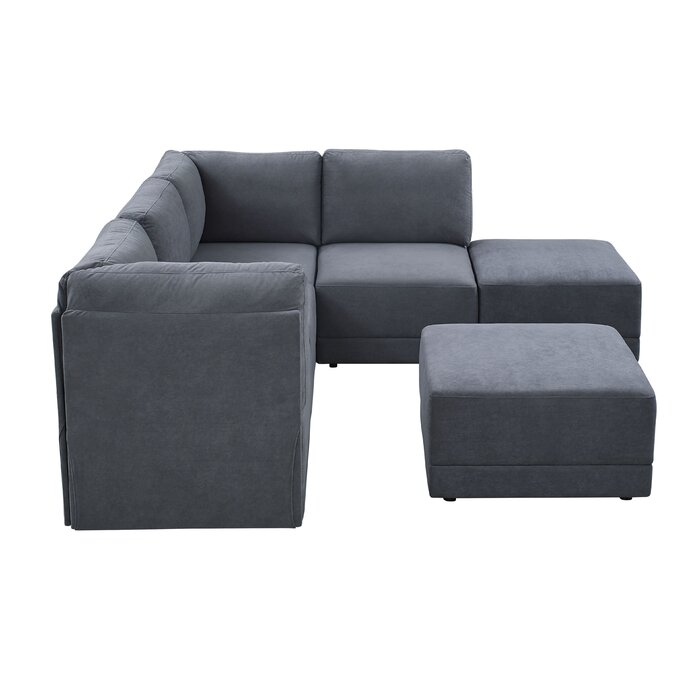 Wade Logan® Fultonham 6 - Piece Upholstered Sectional & Reviews | Wayfair