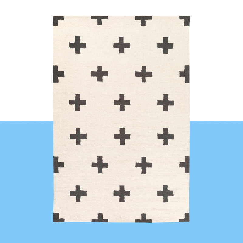 Hashtag Home Sinclaire Geometric HandTufted Wool Black/OffWhite Area Rug & Reviews Wayfair