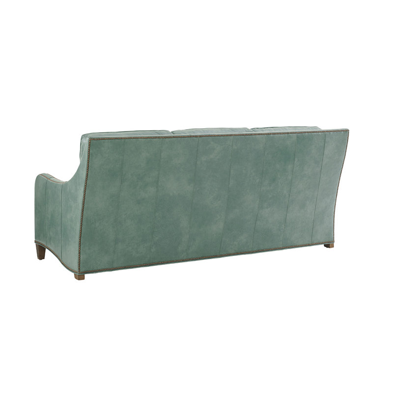 Tommy Bahama Home Twin Palms Genuine Leather 84 5 Tuxedo Arm Sofa