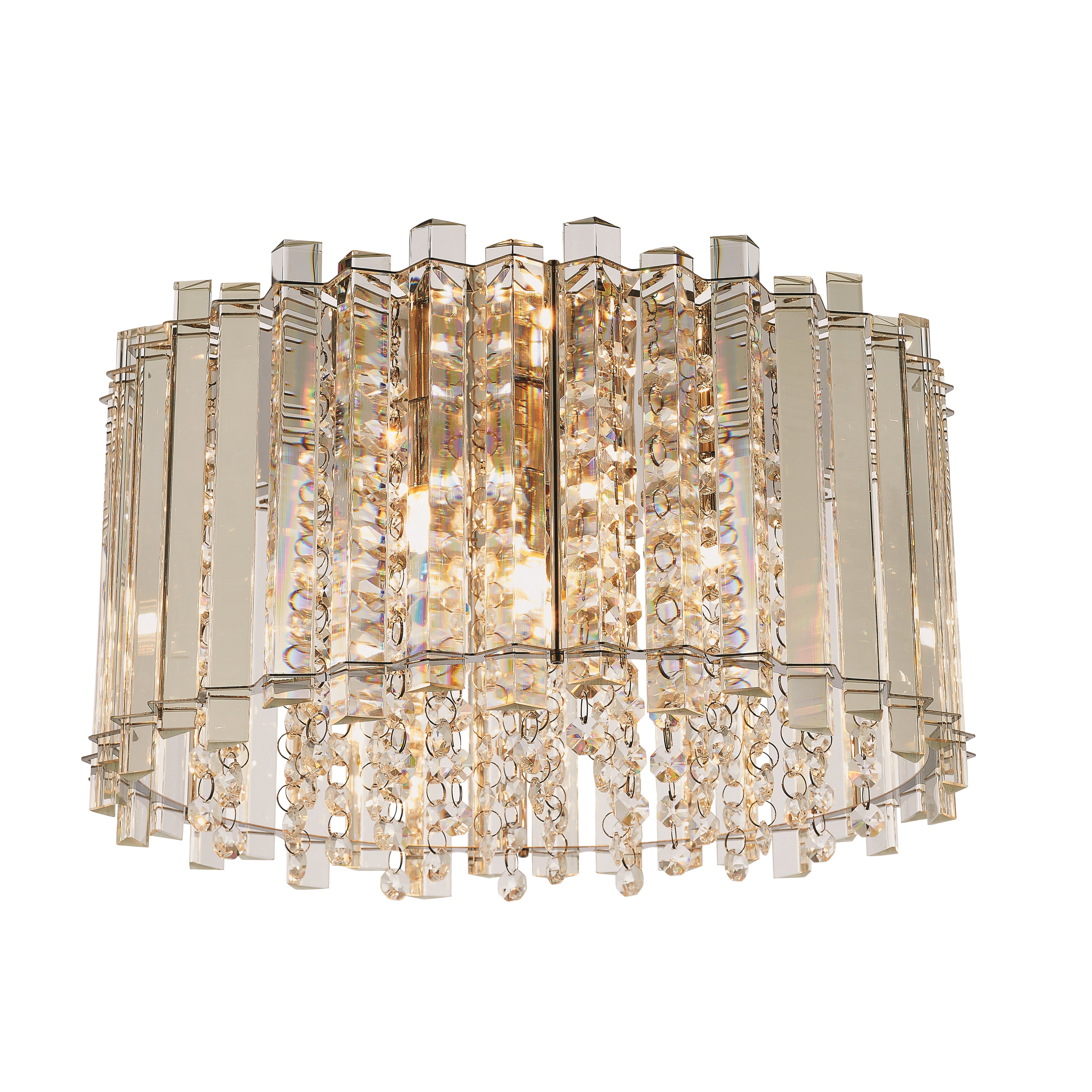 4 Light Flush Ceiling Light with Crystal Droplets
