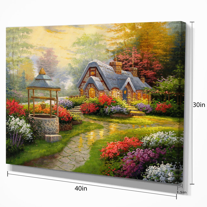East Urban Home Floral Sunset Stone Country Cottage Print On