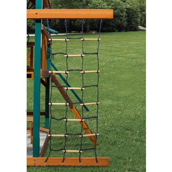 NEW Garden Outdoor Swings Climbing Rope Ladder Wooden Frame Wall Trapeze Safety 