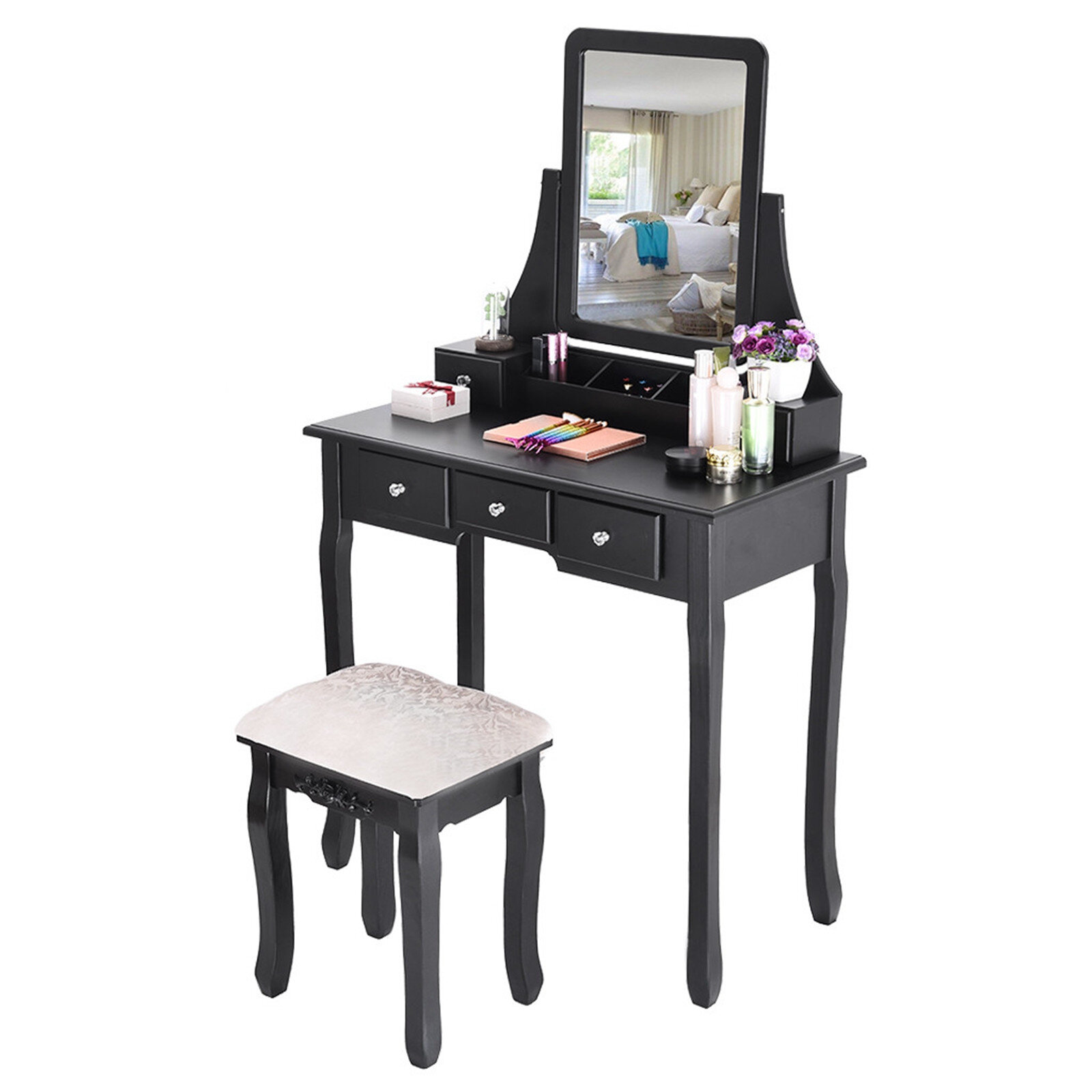 House Of Hampton Vanity Table With Mirror Makeup Table Dressing Table Set With Stool Wayfair