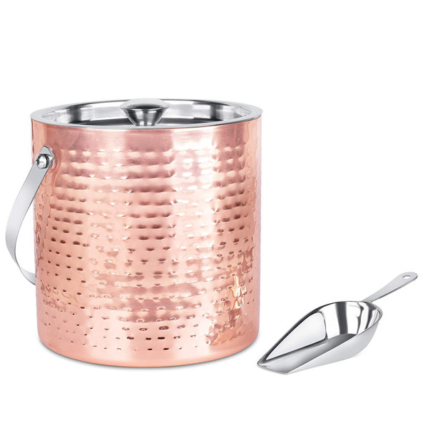 copper ice bucket with lid