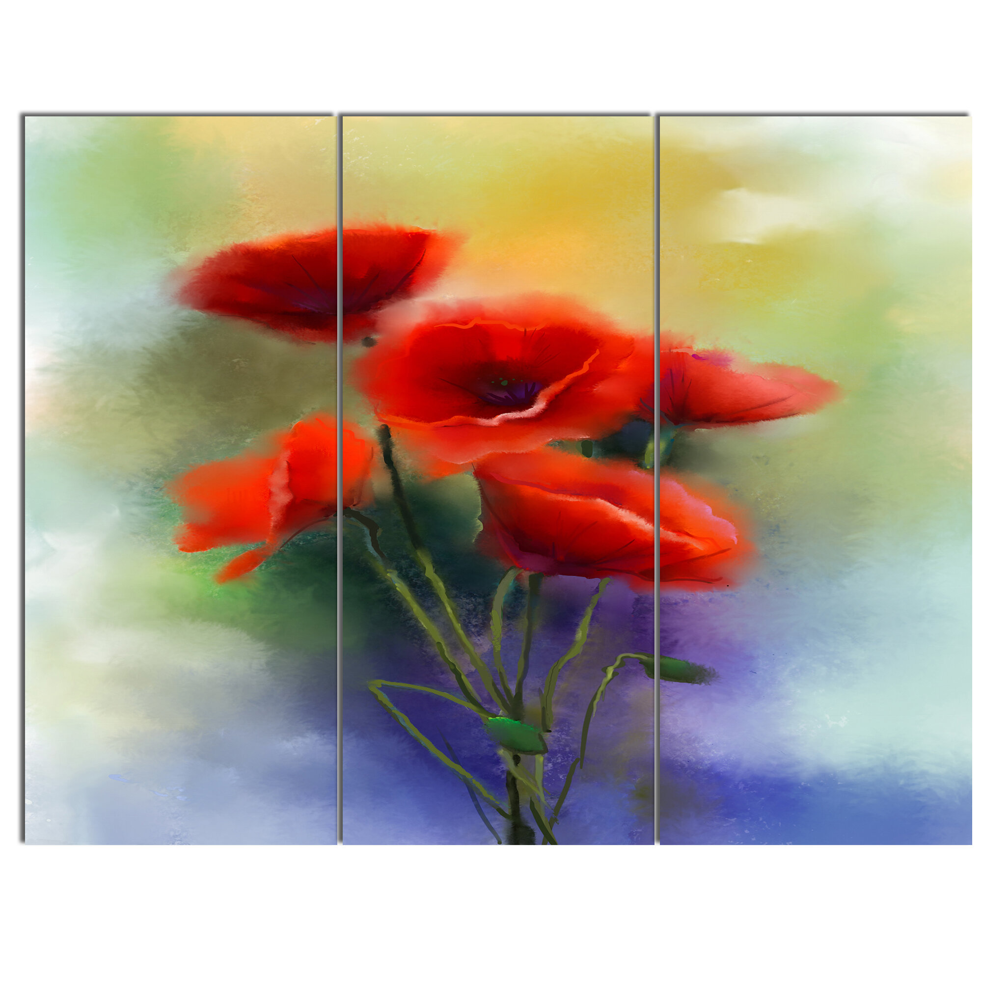 Disc of 23 23 H x 23 W x 1 D 1P Red Designart Bouquet of Cute Poppies in Vase Modern Floral Round Metal Wall Art