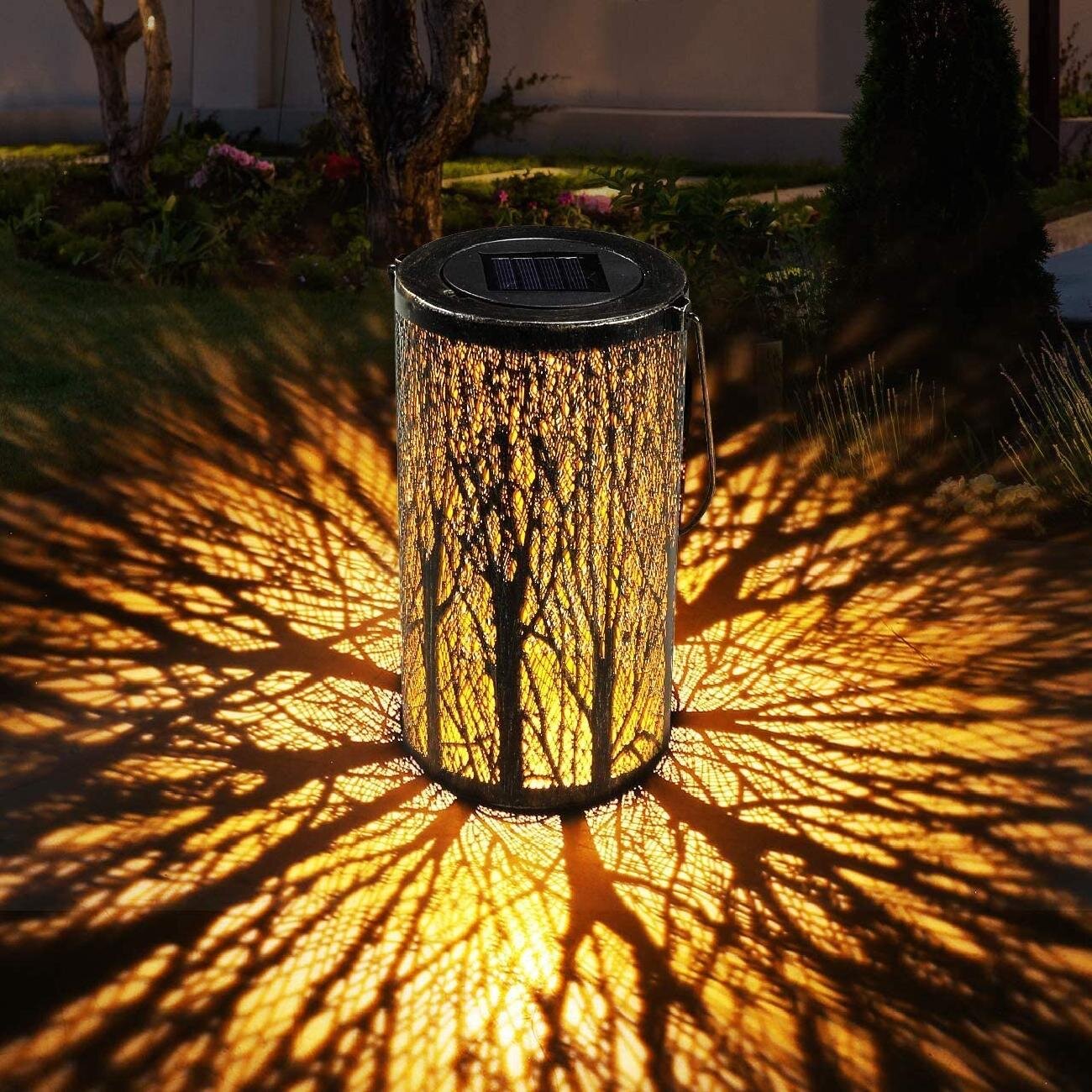 Retro Solar LED Lantern Outdoor Garden Hanging Lamp Patio Landscape Light Decor