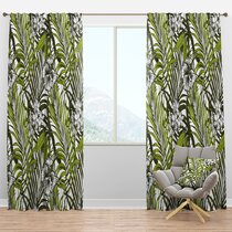 Tropical Palm Banana Leaf Leaves Botanical 50" Wide Curtain Panel by Roostery 