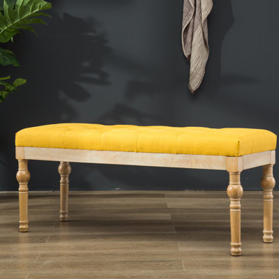 Bungalow Rose Brockwell Button Tufted Upholstered Bench Color Yellow