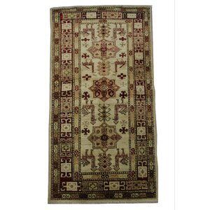 Andrade Handmade Tan/Red Area Rug