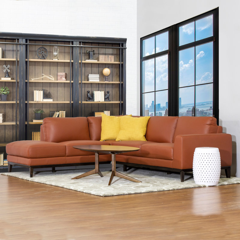 Brayden Studio Lorimer Leather Sectional Sofa Wayfair