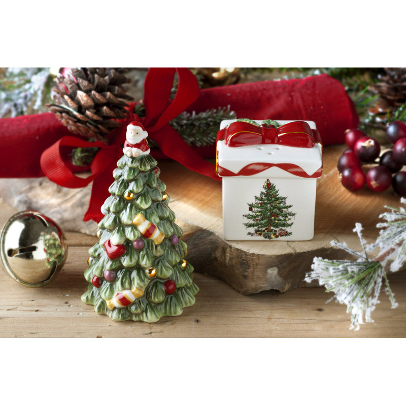 Spode Christmas Tree Figural 2 Piece Tree And Gift Box Salt And Pepper Set Reviews Wayfair