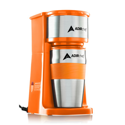 AdirChef  Grab and Go Personal Coffee Maker with 15 oz. Travel Mug  Color: Orange