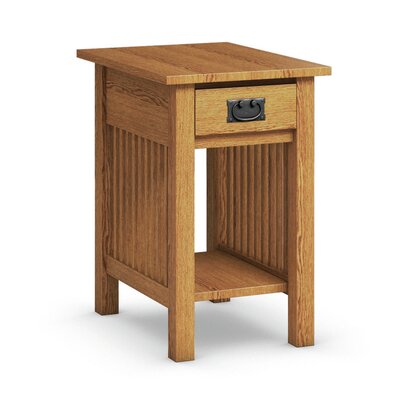 Mission Hills Chairside Table With Drawer Caravel Color Golden Oak