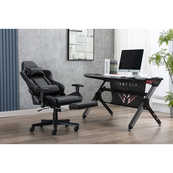 Inbox Zero Massage Video Gaming Chair With Footrest Headrest High Back Pu Leather Ergonomic Swivel Computer Desk Chairs For Adults Racing Style Game Chair Black Wayfair