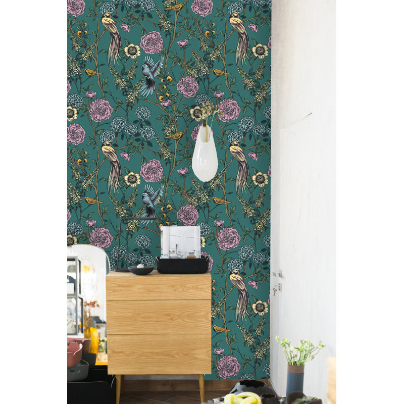World Menagerie Nautilus Removable Vintage Floral Birds 4 17 L X