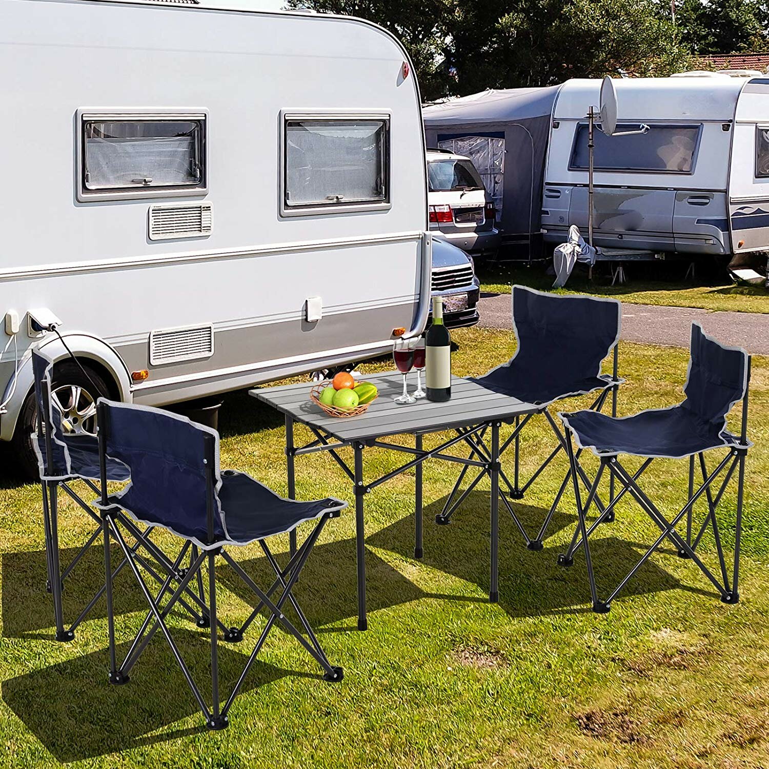 folding table and chairs for caravan