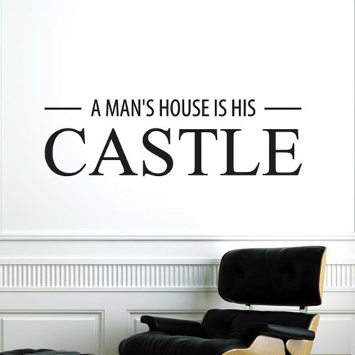 A Mans House Is His Castle Wall Sticker Happy Larry Colour: Orange